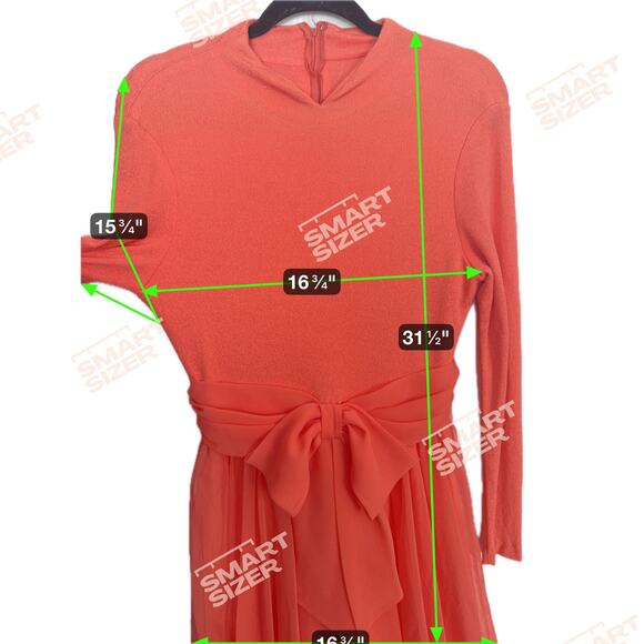 Mod Chiffon Bow Waist Orange Midi Dress Medium Artsy Twee Whimsical Fairycore - Picture 8 of 9